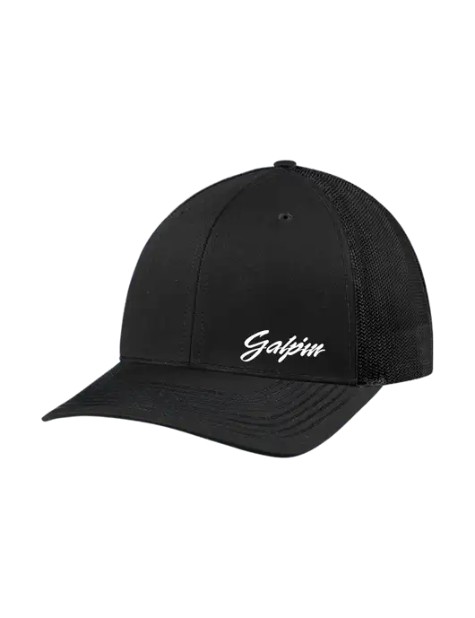 Richardson Adjustable Snapback Original 112 Trucker Cap Black w/Black Mesh w/Galpin Ford Logo