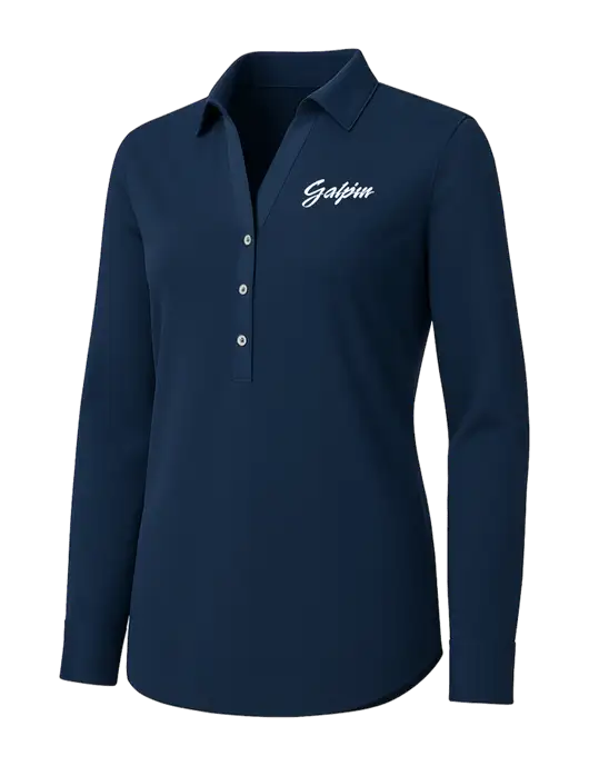 Womens Navy City Stretch Shirt w/Galpin Ford Logo