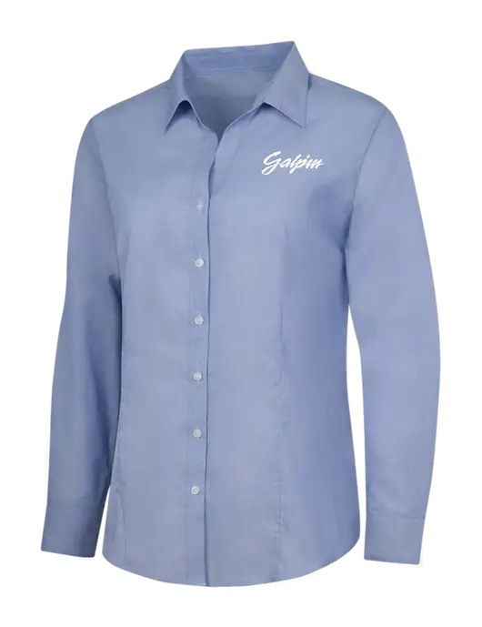 Light Slate Blue Womens Crosshatch Easy Care Shirt w/Galpin Ford Logo