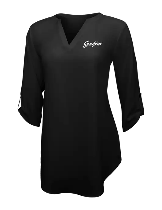 Womens Black 3/4 Sleeve Tunic Blouse w/Galpin Ford Logo