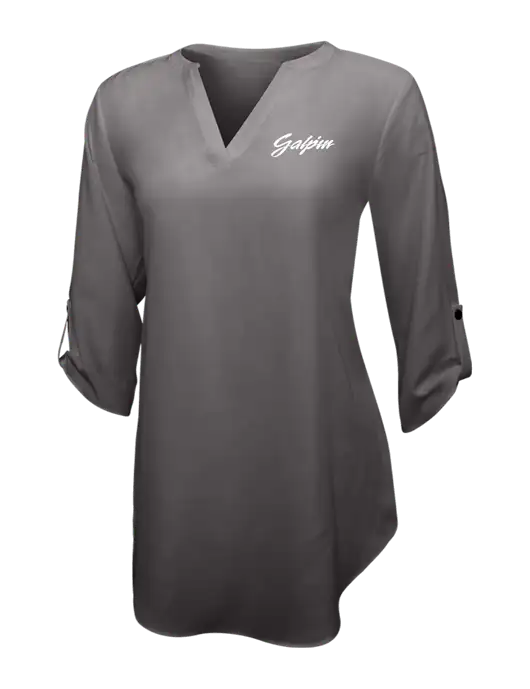 Dark Grey Womens 3/4 Sleeve Tunic Blouse w/Galpin Ford Logo