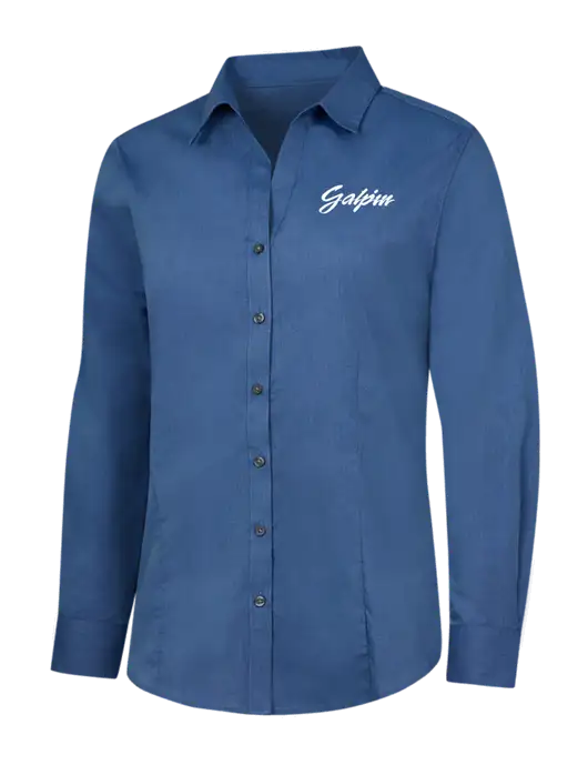 Light Navy Womens Crosshatch Easy Care Shirt w/Galpin Ford Logo
