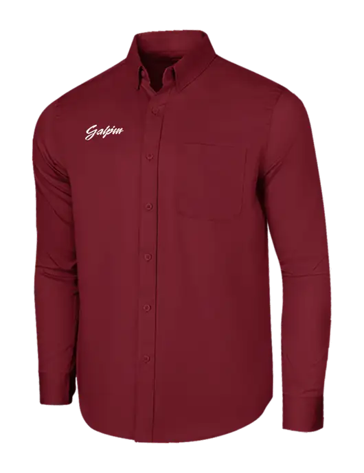Long Sleeve Maroon Superpro React Twill Shirt w/Galpin Ford Logo