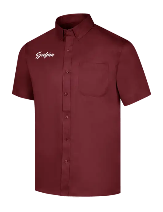 Short Sleeve Maroon Superpro React Twill Shirt w/Galpin Ford Logo
