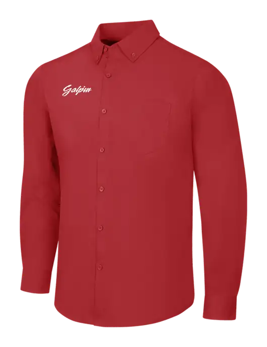 Red Long Sleeve Carefree Poplin Shirt w/Galpin Ford Logo