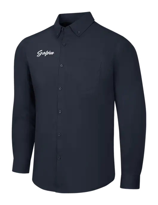 Navy Long Sleeve Carefree Poplin Shirt w/Galpin Ford Logo