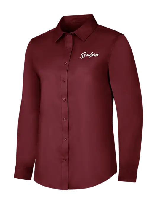 Maroon Womens Long Sleeve Superpro React Twill Shirt w/Galpin Ford Logo