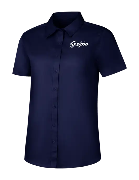 Womens Navy Short Sleeve Superpro React Twill Shirt w/Galpin Ford Logo