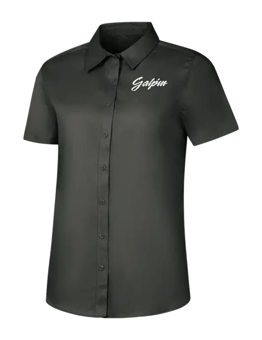 Womens Dark Grey Short Sleeve Superpro React Twill Shirt w/Galpin Ford Logo