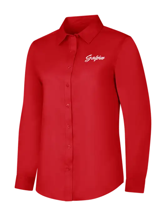 Red Womens Long Sleeve Superpro React Twill Shirt w/Galpin Ford Logo