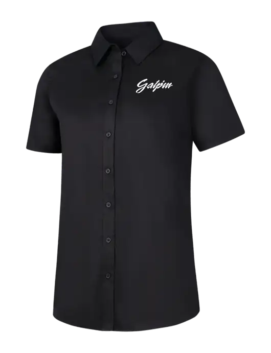 Womens Black Short Sleeve Superpro React Twill Shirt w/Galpin Ford Logo