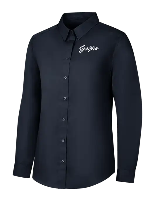 Womens River Blue Navy Long Sleeve Carefree Poplin Shirt w/Galpin Ford Logo