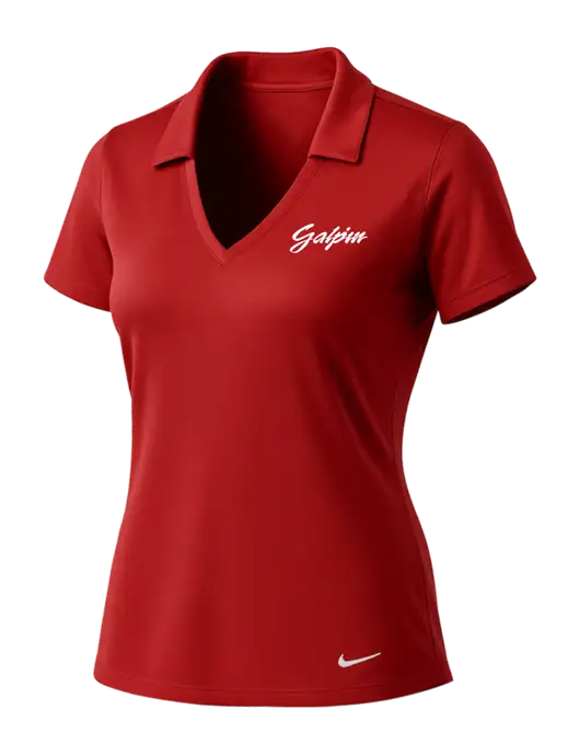 NIKE Red Womens Dri-Fit Vertical Mesh Polo w/Galpin Ford Logo