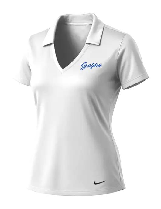 NIKE White Womens Dri-Fit Vertical Mesh Polo w/Galpin Ford Logo