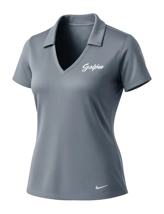 NIKE Medium Grey Womens Dri-Fit Vertical Mesh Polo w/Galpin Ford Logo