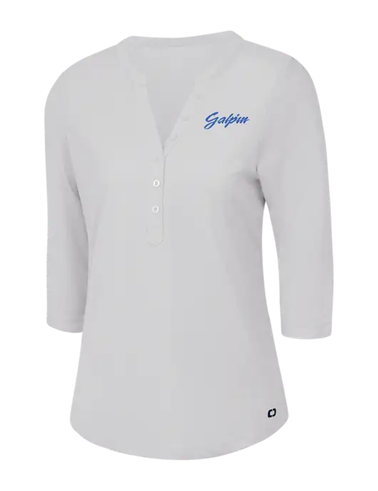 OGIO Bright White Jewel Henley w/Galpin Ford Logo