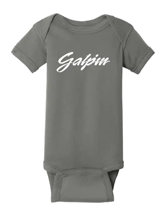 Rabbit Skins Charcoal Infant Short Sleeve Baby Rib Bodysuit w/Galpin Ford Logo