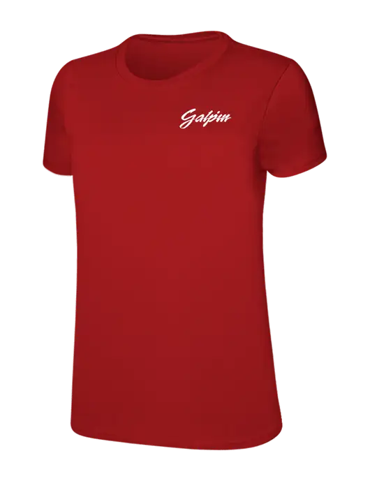 Womens Ring Spun Bright Red 4.5 oz T-Shirt w/Galpin Ford Logo