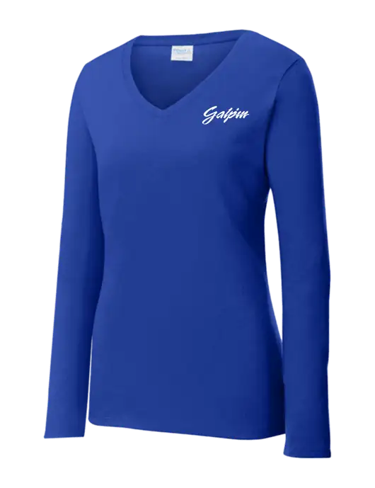 Womens  V-Neck Ring Spun Royal 4.5 oz Long Sleeve T-Shirt w/Galpin Ford Logo