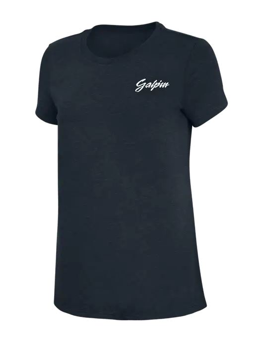 Womens Simply Soft Navy 4.5oz Poly/Combed Ring Spun Cotton T-Shirt w/Galpin Ford Logo