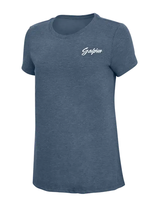 Womens Simply Soft Navy Frost 4.5oz  Poly/Combed Ring Spun Cotton T-Shirt w/Galpin Ford Logo