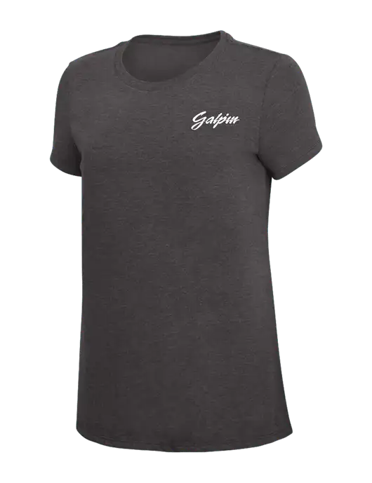 Womens Simply Soft Heather Charcoal 4.5oz  Poly/Combed Ring Spun Cotton T-Shirt w/Galpin Ford Logo
