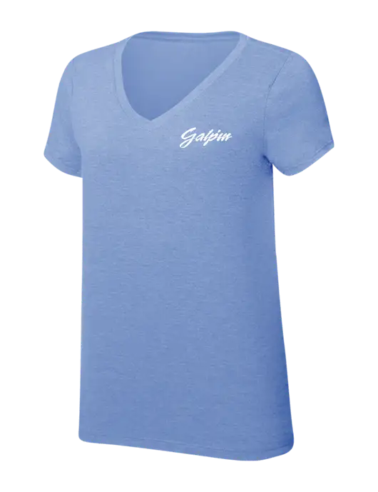 Womens Simply Soft V-Neck Maritime Frost 4.5oz  Poly/Combed Ring Spun Cotton T-Shirt w/Galpin Ford Logo