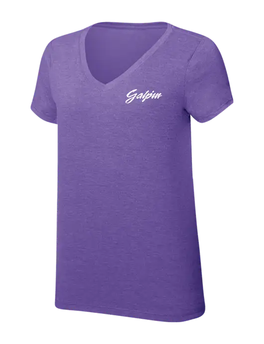 Womens Simply Soft V-Neck Purple Frost 4.5oz  Poly/Combed Ring Spun Cotton T-Shirt w/Galpin Ford Logo