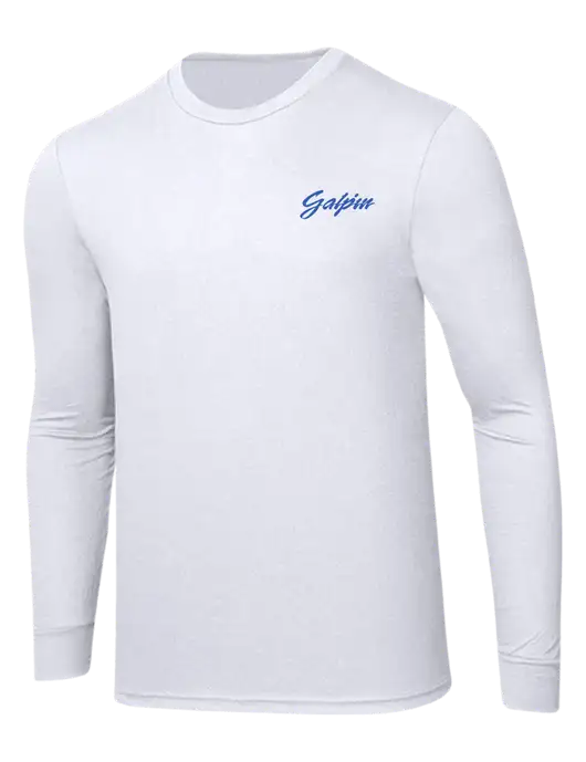 Simply Soft Long Sleeve White 4.5 oz, Poly/Combed Ring Spun Cotton T-Shirt w/Galpin Ford Logo
