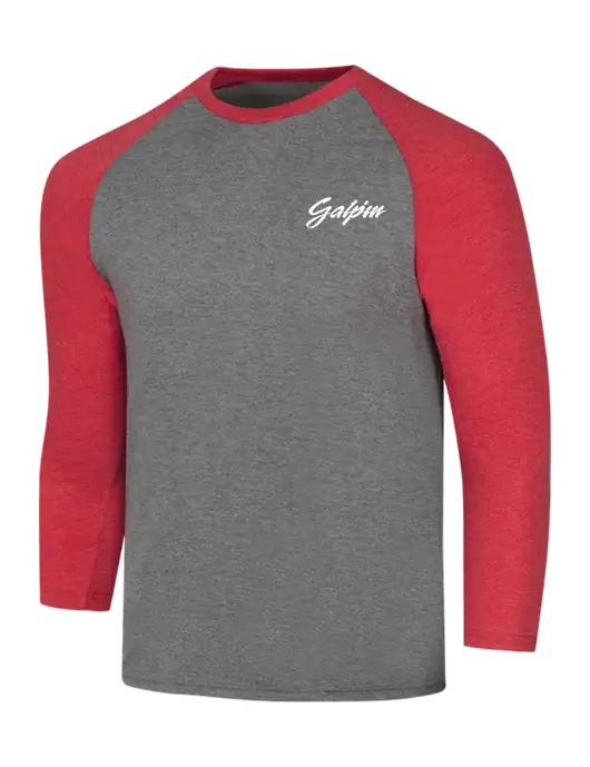 Simply Soft 3/4 Sleeve Red Frost/Grey Frost Ring Spun Cotton T-Shirt w/Galpin Ford Logo