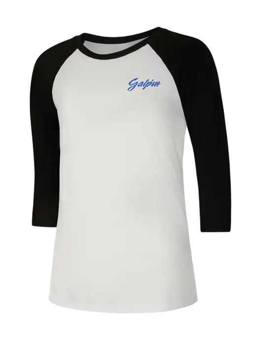 Womens Simply Soft 3/4 Sleeve Black/White Ring Spun Cotton T-Shirt w/Galpin Ford Logo