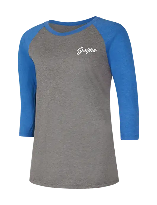 Womens Simply Soft 3/4 Sleeve Royal Frost/Grey Ring Spun Cotton T-Shirt w/Galpin Ford Logo