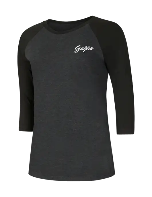 Womens Simply Soft 3/4 Sleeve Black/Black Frost Ring Spun Cotton T-Shirt w/Galpin Ford Logo
