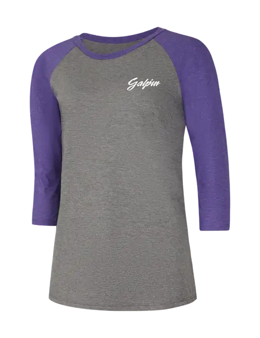 Womens Simply Soft 3/4 Sleeve Purple Frost/Grey Frost Ring Spun Cotton T-Shirt w/Galpin Ford Logo