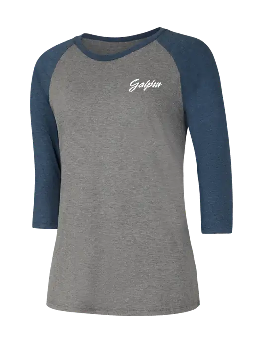 Womens Simply Soft 3/4 Sleeve Navy Frost/Grey Frost Ring Spun Cotton T-Shirt w/Galpin Ford Logo