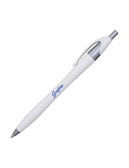 Novella White/Silver Shimmer Pen - Blue Ink w/Galpin Ford Logo