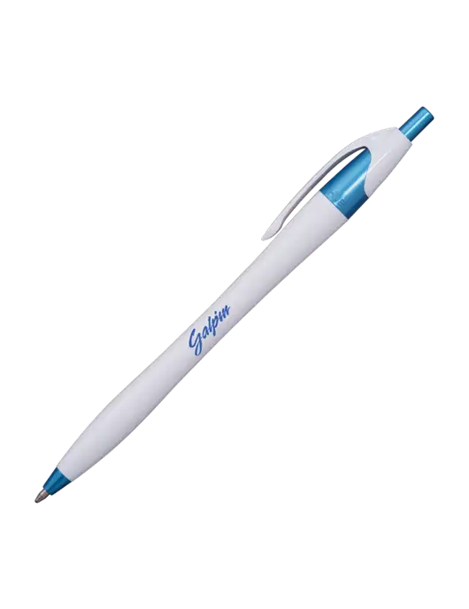 Novella White/Blue Shimmer Pen - Blue Ink w/Galpin Ford Logo