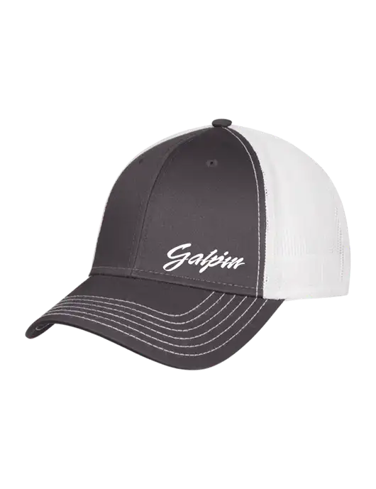 Dark Grey/White Mesh Trucker Cap Snap Back w/Galpin Ford Logo
