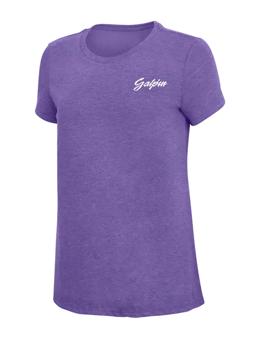 Womens Simply Soft Purple Frost 4.5oz  Poly/Combed Ring Spun Cotton T-Shirt w/Galpin Ford Logo