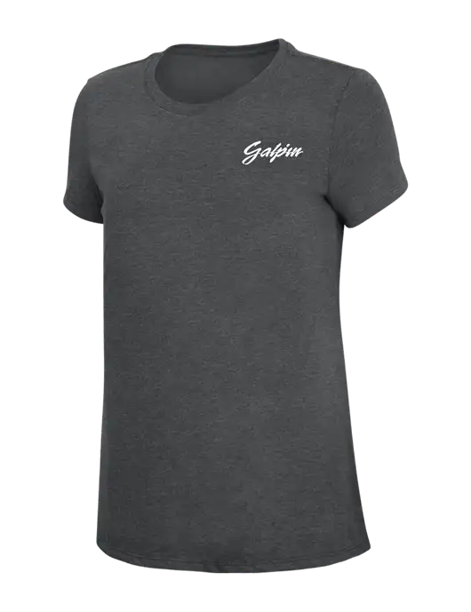 Womens Simply Soft Charcoal 4.5oz Poly/Combed Ring Spun Cotton T-Shirt w/Galpin Ford Logo