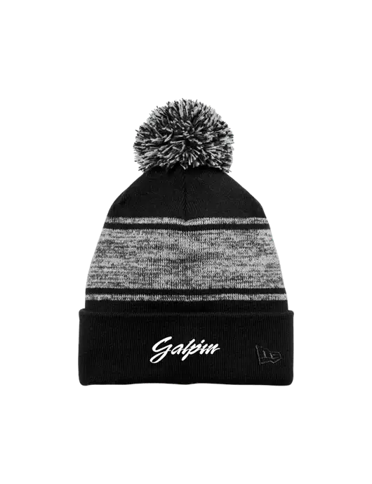 New Era Black/Charcoal Knit Chilled Pom Beanie w/Galpin Ford Logo
