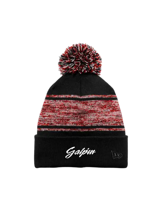 New Era Black/Red Knit Chilled Pom Beanie w/Galpin Ford Logo