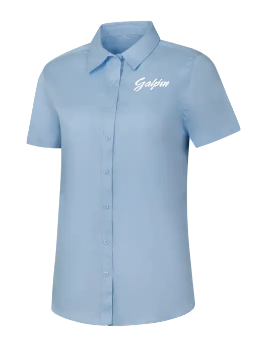 Womens Light Blue Short Sleeve Superpro React Twill Shirt w/Galpin Ford Logo