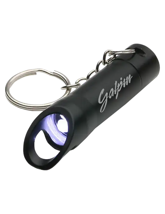 Black Pocket LED Flashlight with Bottle Opener & Keychain w/Galpin Ford Logo