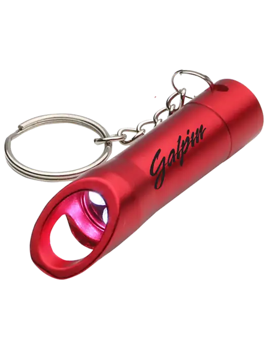 Red Pocket LED Flashlight with Bottle Opener & Keychain w/Galpin Ford Logo