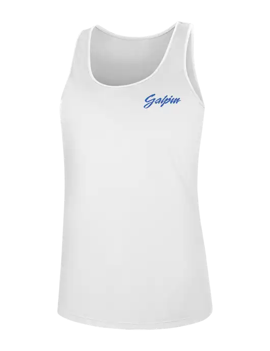 Womens White PosiCharge Competitor Racerback Tank w/Galpin Ford Logo