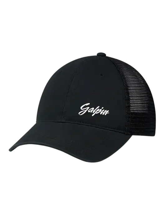 Richardson 111 Garment Washed Trucker Cap Black w/Black Mesh w/Galpin Ford Logo