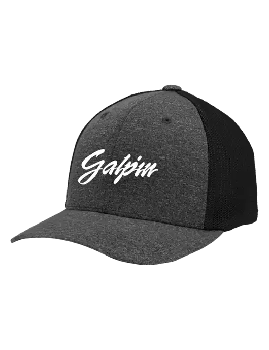 Flexfit Black/Dark Charcoal Heather Melange Mesh Back Trucker Cap w/Galpin Ford Logo